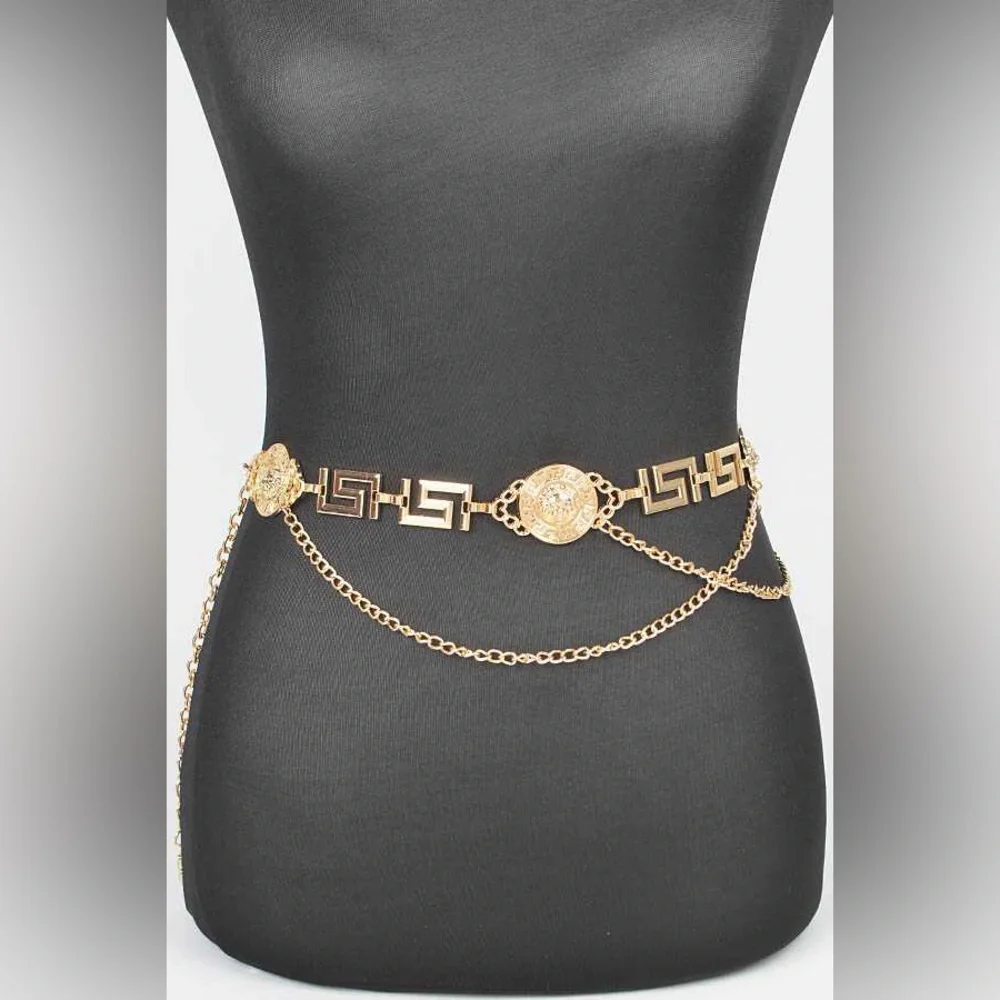 Gold or Silver Medallion Chain Statement Belt